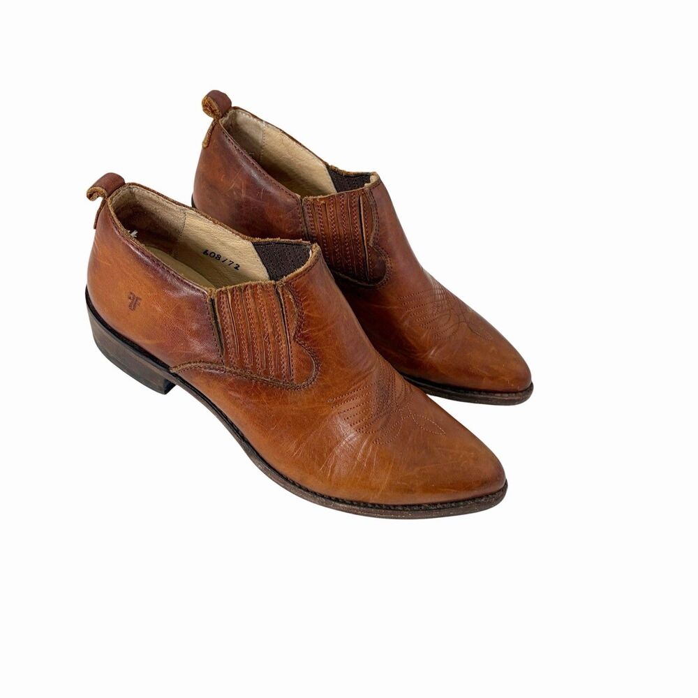 Frye Billy Shootie 6 1/2 B Brown Leather Ankle Boot Classic Western